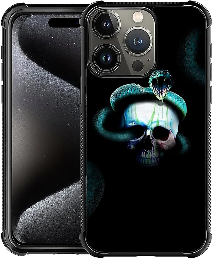 for iPhone 16 Pro Max Case, Skeleton Winding Snake Pattern Graphic Design Girl by FKBRCL4U
