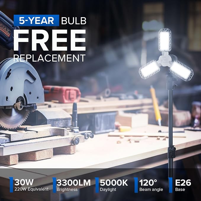 SANSI 300 Watt Equivalent LED Work Light, 3300LM 5000K Portable Camping Lights - Image 3