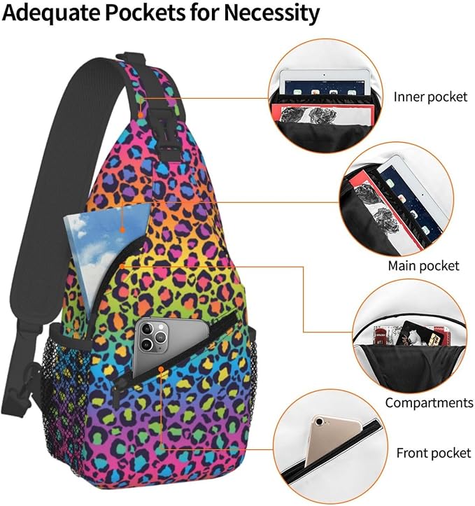 Rainbow Leopard Print Crossbody Sling Bags - Image 3