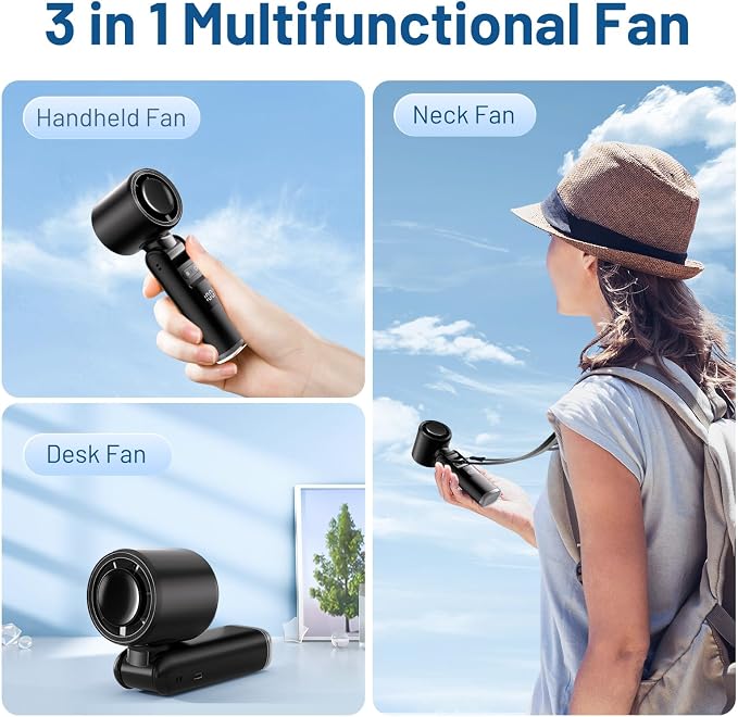 Lerat Portable Handheld Turbo Fan, 5 High-Speed Wind, Battery Operated - Image 4