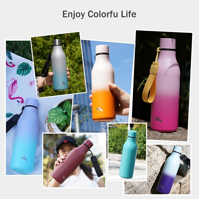 Insulated Water Bottle with Strap, 25 oz Double Wall Stainless Steel Vacuum - Image 7