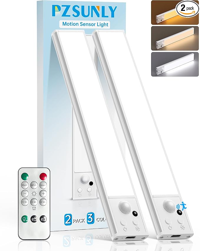 Under Cabinet Lighting Wireless, Rechargeable Motion Sensor Light Indoor by PZSUNLY
