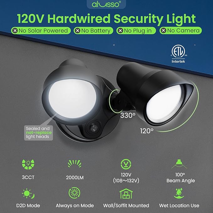 ALUSSO Dusk to Dawn Outdoor Lighting, 25W 2000LM Dusk Till Dawn Outdoor Light - Image 3