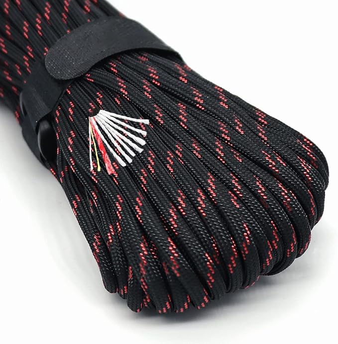 PSKOOK Survival Paracord Parachute Fire Cord Survival Ropes Red Tinder Cord PE by PSKOOK