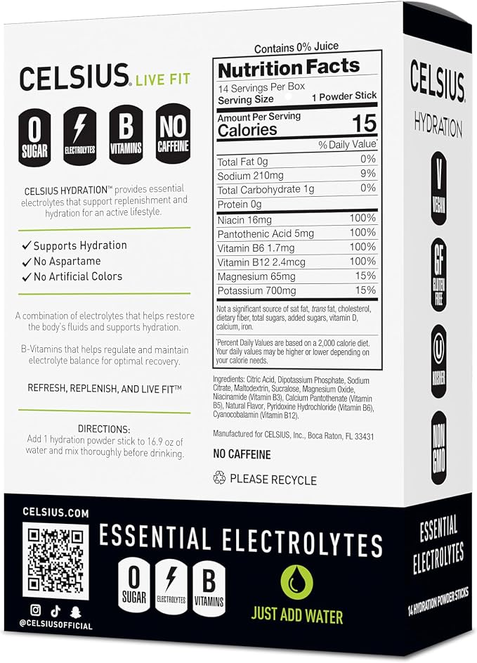 CELSIUS Hydration™ Lemon Lime, Sugar Free Electrolyte Hydration Drink Mix - Image 2