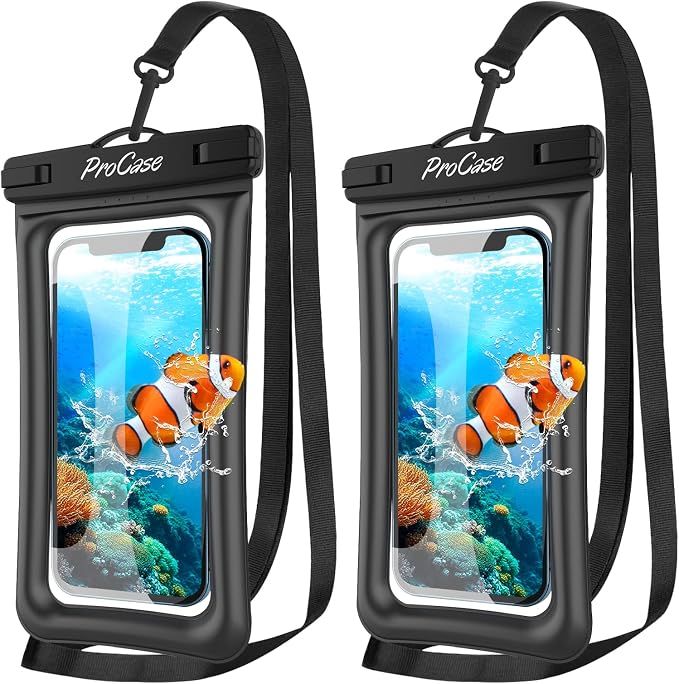 ProCase 2 Pack Floating Waterproof Phone Pouch IPX8, Universal Dry Bag Fits by ProCase