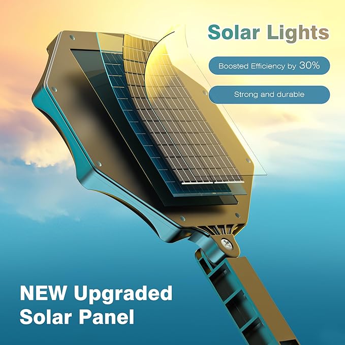 OKPRO Solar Lights Outdoor, 168LED 6500K Flood Light Dusk to Dawn, 8 Sides - Image 6