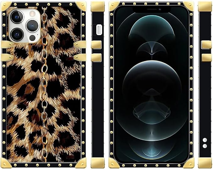 Compatible with iPhone 12 Pro Max Case, Seamless Gold Chain Leopard Luxury - Image 2