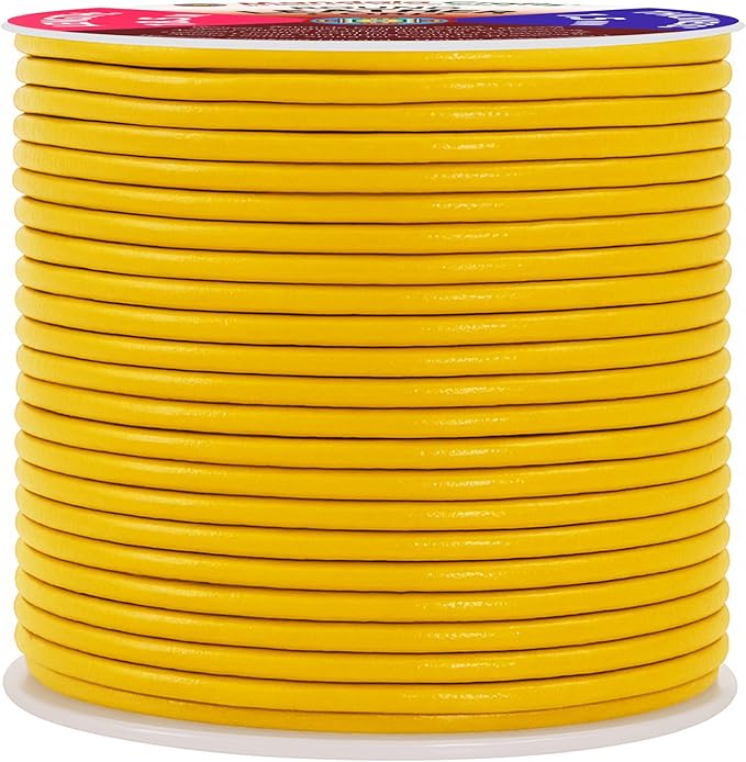 Mandala Crafts Round Genuine Mustard Yellow Leather Cord - Image 2