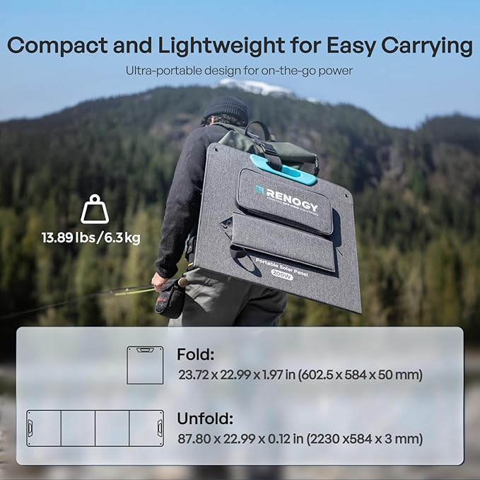 Renogy 200W Portable Solar Panel, IP65 Waterproof Foldable Solar Panel Power - Image 3