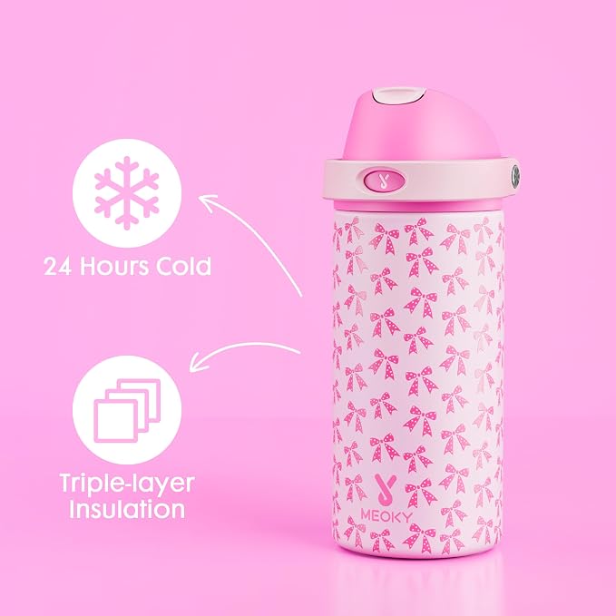 18 oz Kids Water Bottle for School: Meoky 18 oz Stainless Steel Insulated Water - Image 3