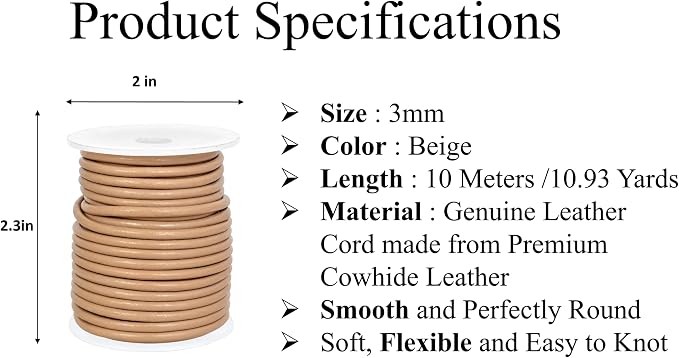 GENIQUE Real/Genuine Round Leather String Cord - Image 2