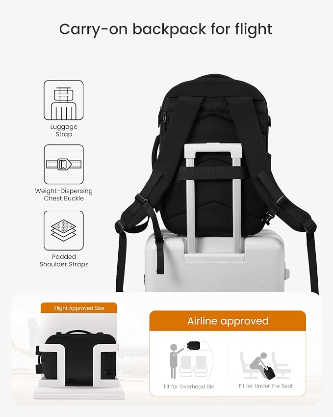 LOVEVOOK 40L Travel Backpack for Women, Airline Approved Carry On Backpack - Image 4