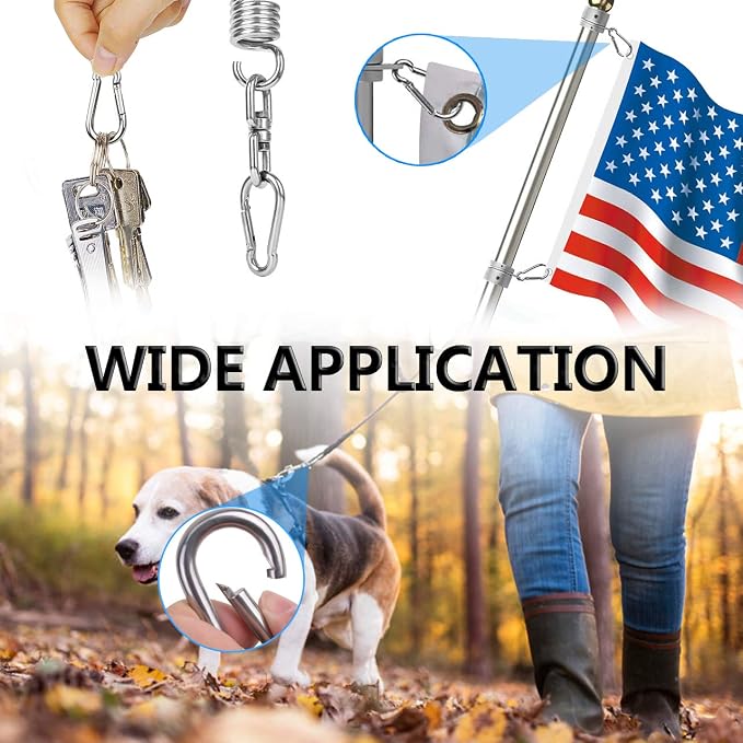 Spring Snap Hooks, 304 Stainless Steel Metal Clip Heavy Duty Rope Connector - Image 5