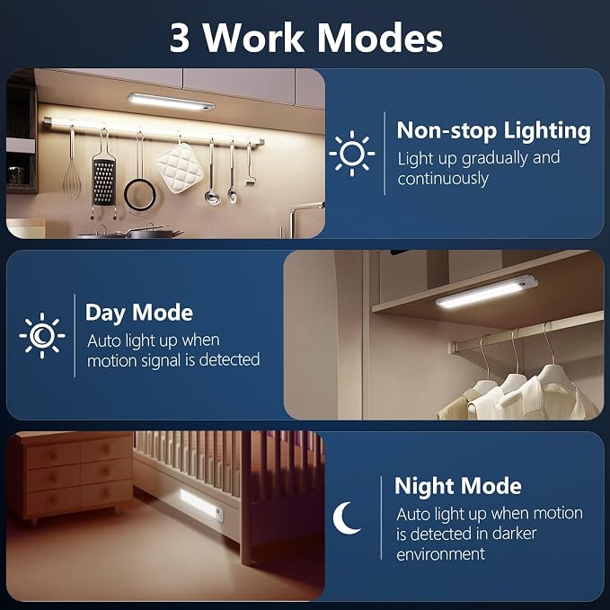 RUIKORING Under Cabinet Lighting, 3 Colors, Motion Sensor Light Indoor - Image 2