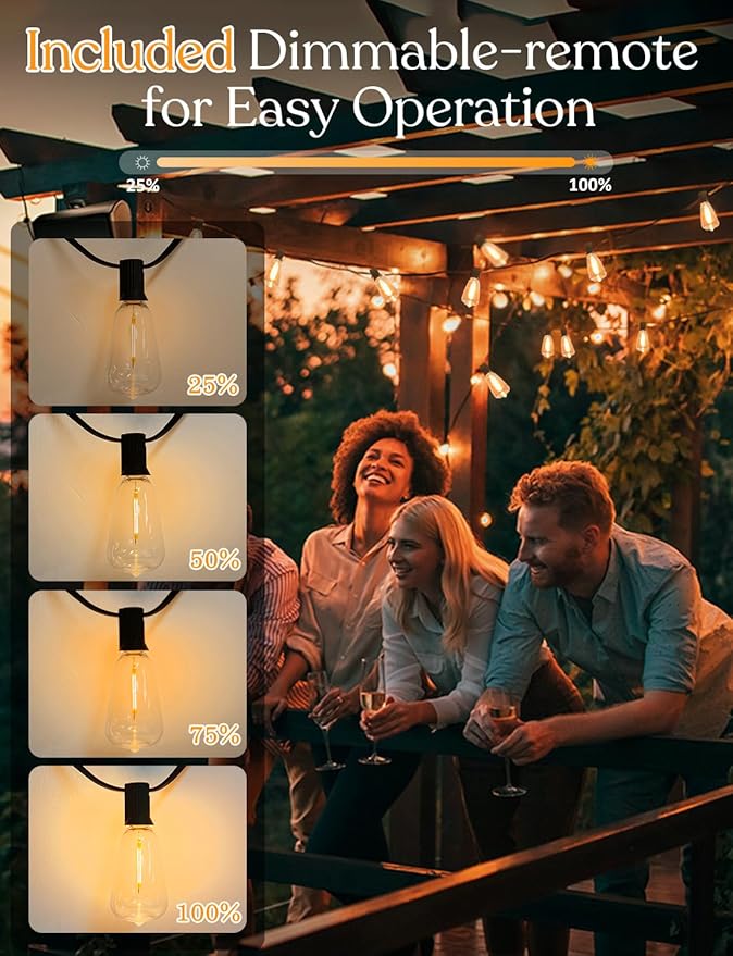 GHUSTAR 150ft Solar Outdoor String Lights - Image 2