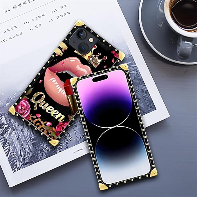 Compatible with iPhone 14 Case, Glitter Red Rose Queen Leopard Lipstick Luxury - Image 6