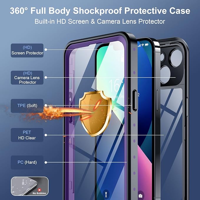 SPIDERCASE for iPhone 13 Case Waterproof, Built-in Lens & Screen Protector - Image 4