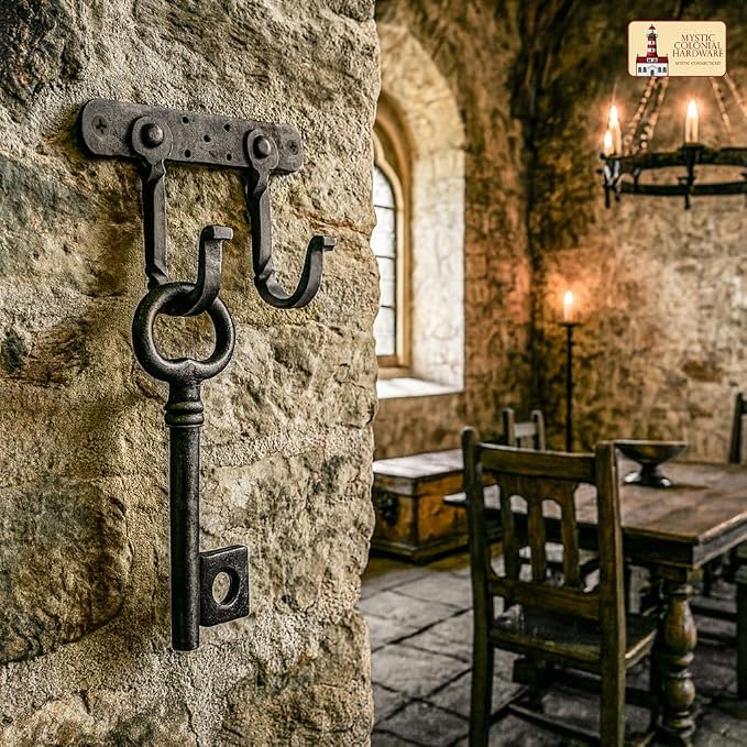 "Mystic Colonial Medieval Hand-Forged Iron Double Wall Hooks 1 Pc | Rustic - Image 3