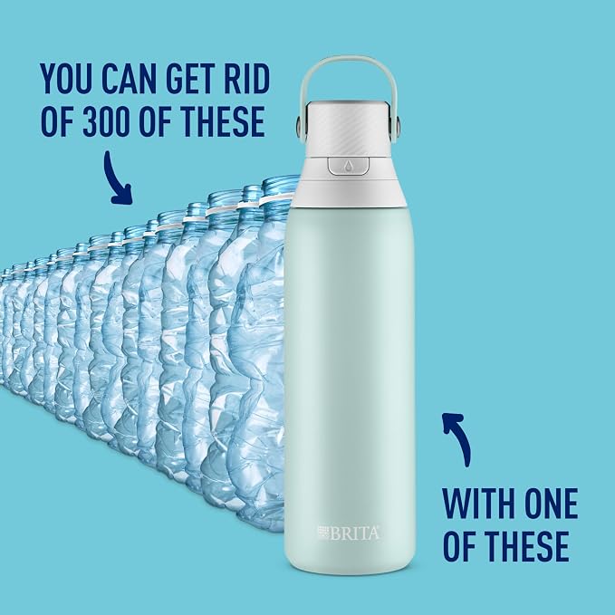 Brita Stainless Steel Premium Filtering Water Bottle, Replaces 300 Plastic - Image 3