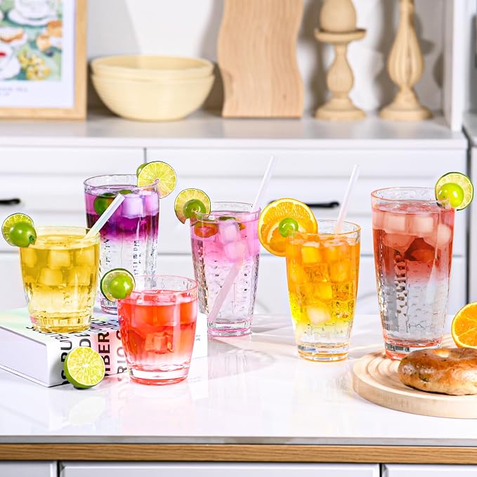 9 Pcs Plastic Drinking Tumblers Set of 14/18/24 oz, Acrylic Drinking Glasses - Image 5