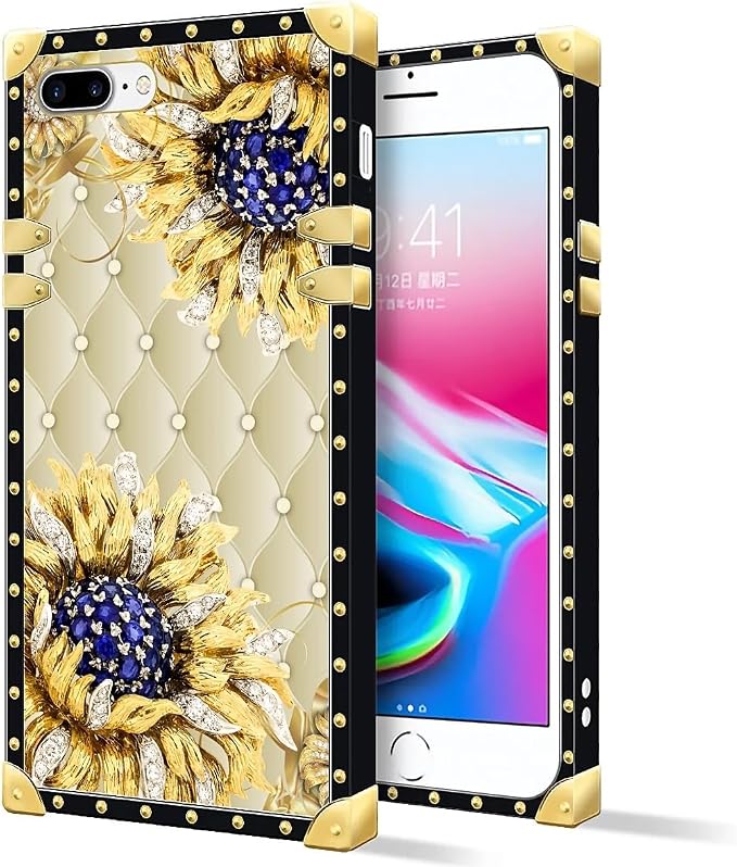 Compatible with iPhone 8 Plus 7 Plus Case, Sunflower Diamonds Leather Luxury - Image 2