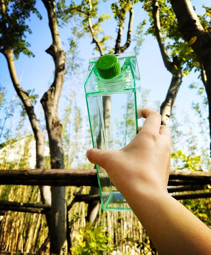 Jinberry 500ml/17Oz Cute Leakproof Green Milk Carton Water Bottle Portable - Image 2