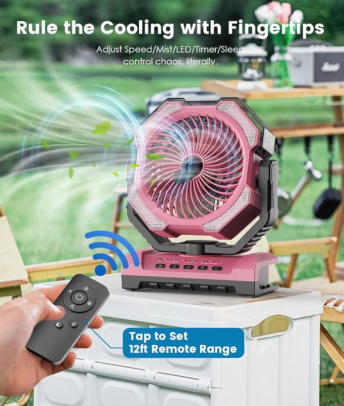 Misting Fan - Pink Portable Rechargeable Fan - Versatile - Image 4