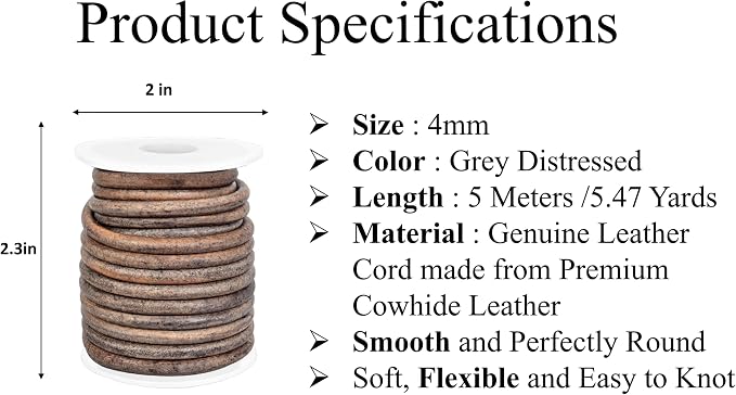 GENIQUE Real/Genuine Round Leather String Cord - Image 2