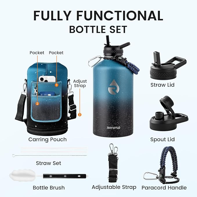 RAYMYLO 128oz Insulated Water Bottle, Triple Wall Vacuum Stainless Steel Water - Image 7