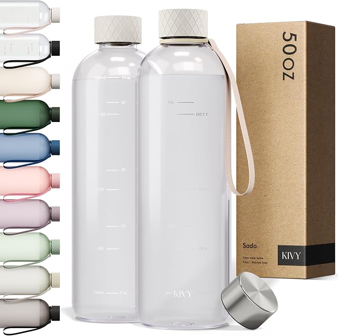 KIVY Large Water Bottle 50oz Fits Backpack & Cupholder by KIVY