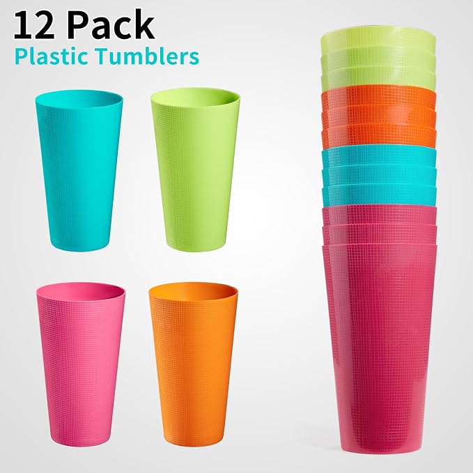 Plastic Tumblers 35-ounce Large Cups Reusable Drinking Glasses set of - Image 7