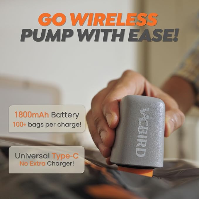 Vacbird Rechargeable Wireless Pump Travel Storage Bags Set - Image 2