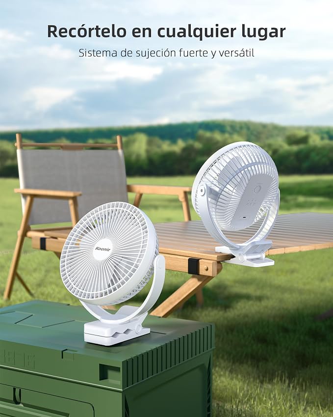 Koonie Portable Clip on Fan, 8-Inch 10000mAh USB Rechargeable Battery Operated - Image 6