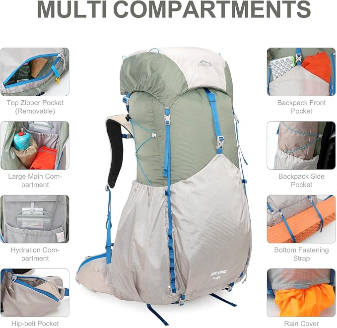 IX INOXTO 55L Internal Frame Waterproof Hiking Camping Backpack - Image 4