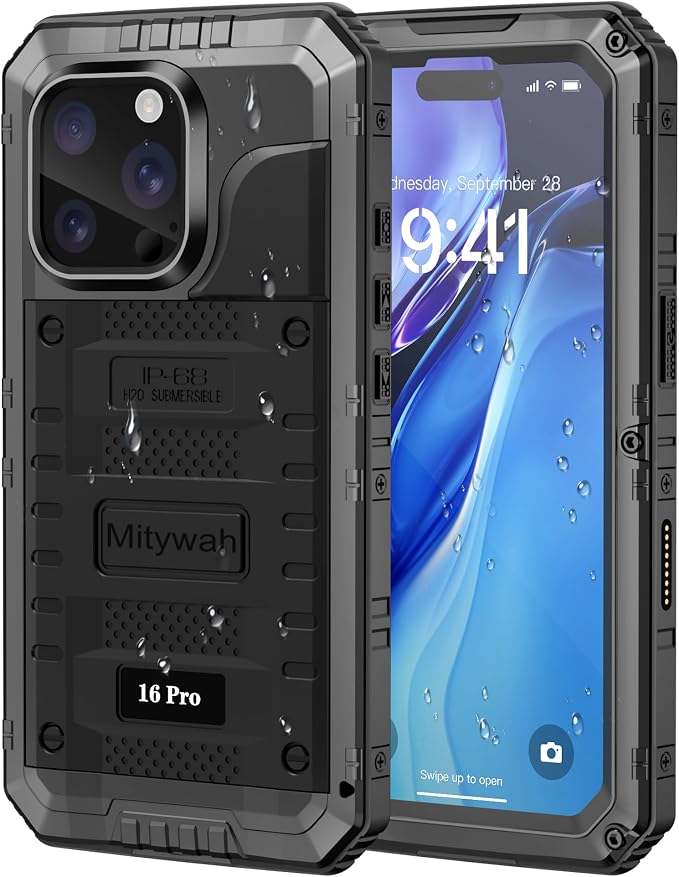 Mitywah Waterproof Case for iPhone 16 Pro, Shockproof Heavy Duty Case by Mitywah
