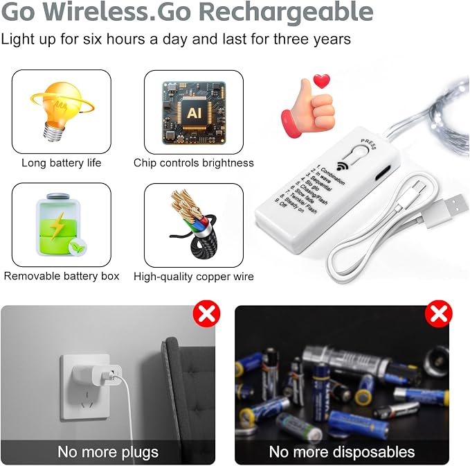 6 Pack Rechargeable Fairy Lights - Image 5