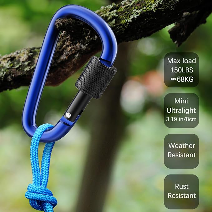 sprookber 3" Locking Carabiners | Keychain Carbineers D Ring Key Clip Spring - Image 5