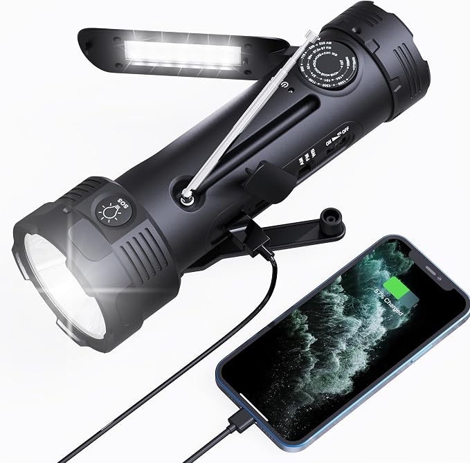 PPLEE Emergency Weather Radio NOAA Certified, Hand Crank Solar Flashlight Radio by PPLEE