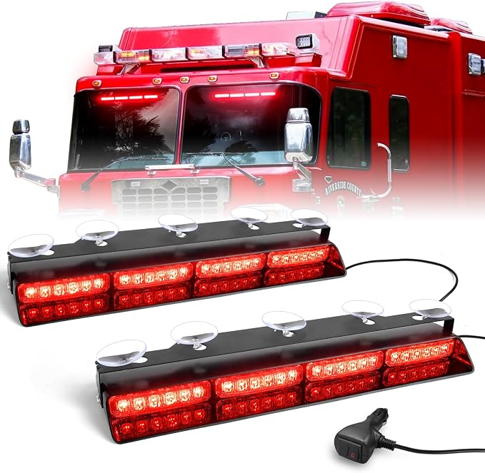 HLauto 6Z4J Emergency Dash Strobe Lights: 2x16.8 inch Red Safety Lights by HLauto