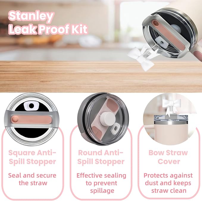 6PCS White Stanley Cup Accessories Set Fit - Image 3