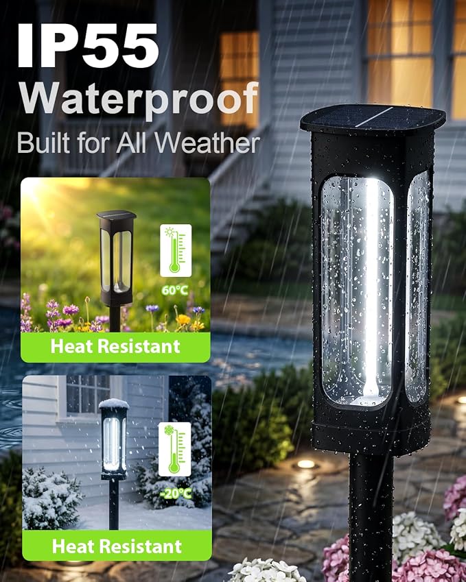 Solar Pathway Lights Outdoor 6 Pack, Upgraded Brighter 6 Inch extended filament - Image 6