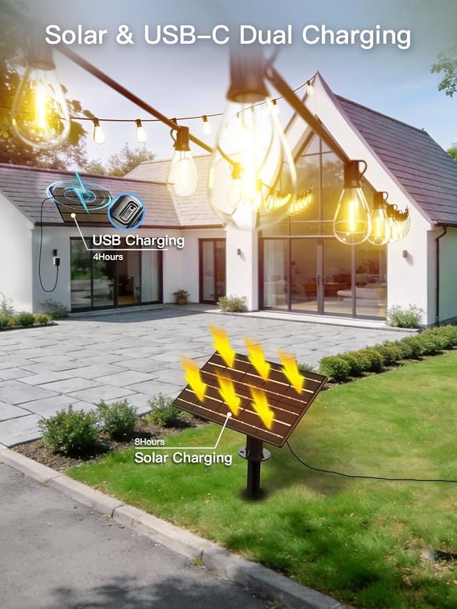 100FT Solar String Lights Outdoor Waterproof, 35+1 LED Solar Powered Lights - Image 5