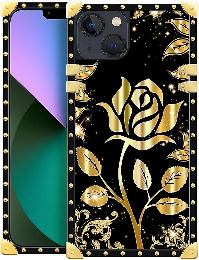 Compatible with iPhone 13 Case, Shine Gold Rose Luxury Golden Decoration by Unknown