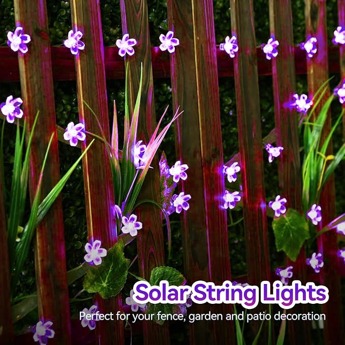 ITICdecor Outdoor Solar Flower String Lights Waterproof 50 LED Fairy Light - Image 4