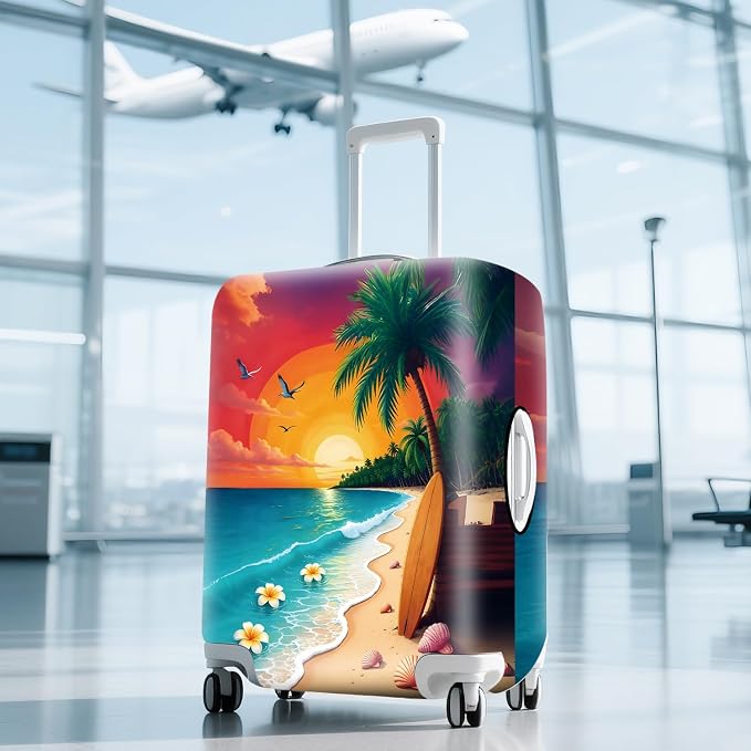 ANNA QUEEN Tropical Sunset Beach Luggage Cover, Stretchable Suitcase Protector - Image 9