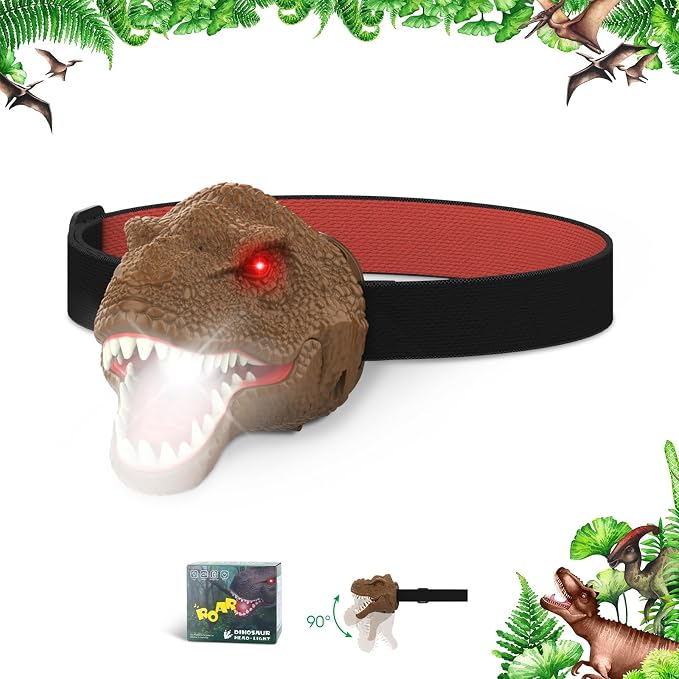 Dysaim Dinosaur Headlamp for Kids Head Lamp Outdoor Camping Essentials Gear by Dysaim