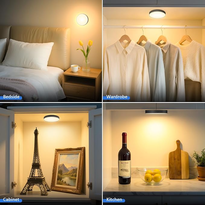 Ferswe Dimmable Touch Light, 3000K Rechargeable Touch Lights Stick on, Closet - Image 2