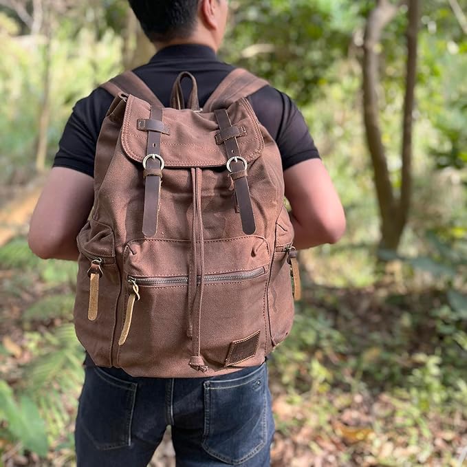 AUGUR High Capacity Canvas Vintage Backpack - Image 6
