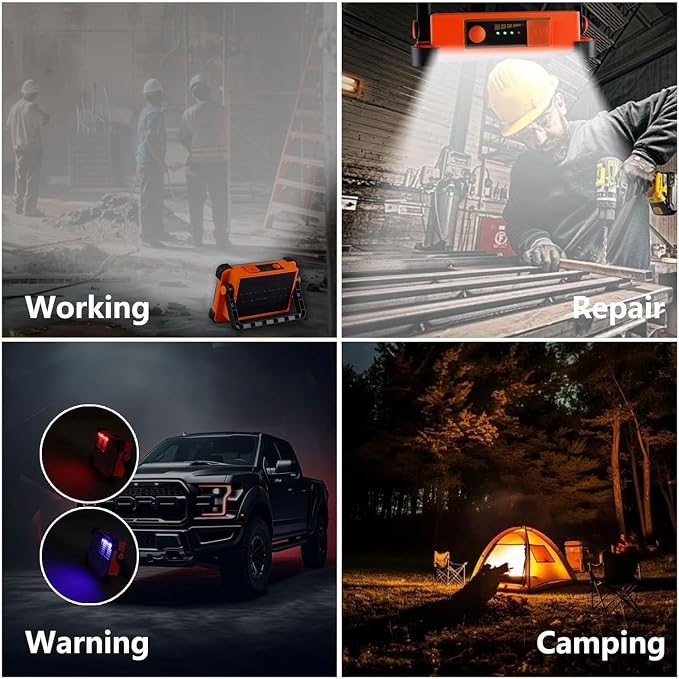 120W Solar Rechargeable Work Light, 144 LED 10000LM Portable Flood Light - Image 7